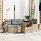 vidaXL 7-delars trädgårdsoffset med kuddar Poly Beige Rattan