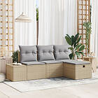vidaXL 4-delad Trädgårdsoffgrupp med Kuddar Poly Beige Rattan