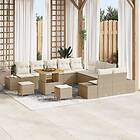 vidaXL Lounge Set 13 Pieces with Cushions Beige Poly Rattan Acacia