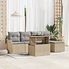 vidaXL Lounge Set 6 Pieces with Cushions Poly-Rattan Beige