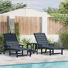 vidaXL Solstolar 2 st Marinblå 162x53x98.5 cm HDPE