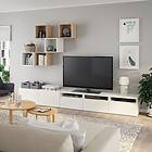 IKEA BESTÅ EKET skåpkombination för tv, vit/vitlaserad ekeffekt, 300x42x210 cm, cm 300x42x210 cm