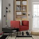 IKEA LILLEHEM fåtölj med sidobord, gunnared brunröd/metall, brunröd/metall Bredd: 80 cm