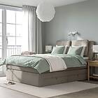 IKEA LILLFJÄLLET kontinentalsäng med förvaring, vågstranda medium fast/nordberget tibbleby beige, 160x200 cm, cm 160x200 cm