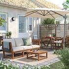 IKEA NÄMMARÖ 3-sits modulsoffa, utomhus, armstöd ljusbrunlaserad/frösön/duvholmen beige, beige Bredd: 210 cm