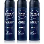 Nivea MEN Deep Black Carbon Darkwood Antiperspirant Spray Ekonomiförpackning för män 3 x 150ml