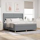 vidaXL Boxfjäderbed med madrass & LED Ljusgrå 180x200 cm Tyg