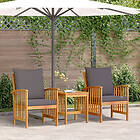 vidaXL 3-delad trädgårdslounge-set med kuddar av solid akacia 4106448