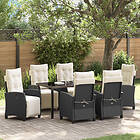 vidaXL 7-delat trädgårdsmatset svart poly rattan 3508451