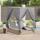 vidaXL Dubbel Solsäng Set om 2 Beige och ljusgrå Poly Rattan 3376130