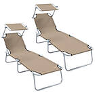 vidaXL Hopfällbara Solstolar 2 st med Markis Taupe 600D Oxford Tyg 42003063