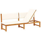 vidaXL Solstol 3-i-1 med creamfärgade kuddar i solid akacia 4108112
