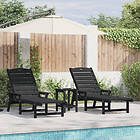 vidaXL Solstolar 2 delar svart 162x53x98,5 cm HDPE 3537447