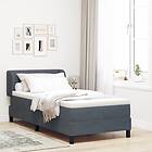 vidaXL Boxspring säng med madrass mörkgrå 90x190 cm sammet 3340365