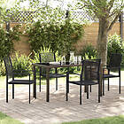 vidaXL 5-delars Trädgårdsmatbord Set Svart PVC-rattan