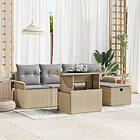 vidaXL 6-delat trädgårdsofa set med dynor beige polyrotting