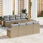 vidaXL 9-delars trädgårdsoffset med kuddar beige poly rattan