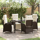 vidaXL 5-delat Trädgårdsdining Set Brun Poly Rattan