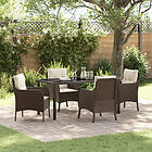 vidaXL Lounge Set 5 Pieces with Cushions Brown Poly Rattan