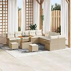 vidaXL Lounge Set 13 Pieces with Cushions Beige Poly Rattan Acacia