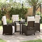 vidaXL 5 Delars Trädgårds Matbord Set Brun Poly Rattan