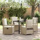 vidaXL 5-delat trädgårdsmöbelset Beige Poly Rattan