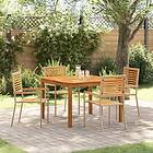 vidaXL Set med 5 Trädgårdsmöbler Beige Poly Rattan Akaciaträ