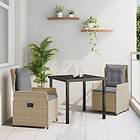 vidaXL 3-delars trädgårdsmatsal Beige Poly Rattan