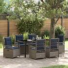 vidaXL 7-dels Trädgårdsdining Set Grå Poly Rattan