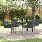 vidaXL 5-delars Trädgårds-dining set med kuddar Svart Poly rotting