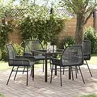 vidaXL 5-delat Trädgårdsset med Kuddar Svart Poly Rattan