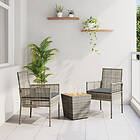 vidaXL 3-delat trädgårdsbistro set med kuddar grå poly rattan