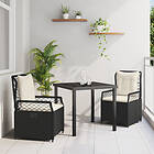 vidaXL 3-delat trädgårdsset Svart Poly Rattan