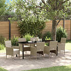 vidaXL 7-delat trädgårdsset beige poly rattan