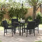 vidaXL 5-delars Trädgårdsdining-set med Kuddar Svart Poly Rattan