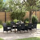 vidaXL 7-delat trädgårdsset Svart Poly Rattan