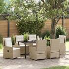 vidaXL 7 Delars Trädgårdsmöbelset Beige Poly Rattan