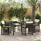 vidaXL 5-delat trädgårdsdining set med dynor Brun Poly Rattan