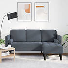 vidaXL 3-sits soffa med chaise L-format mörkgrå 160 cm sammet