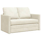 vidaXL Loveseat 2-Sits Kräm Tyg, Trä 2-Sits Platser för många
