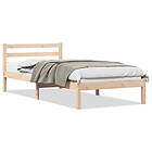 vidaXL Sängram med huvudgavel 90x220 cm massiv furu
