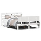 vidaXL Sängram med huvudgavel vit 150x200 cm massiv furu