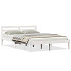 vidaXL Sängram med huvudgavel vit 160x220 cm massiv furu