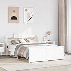 vidaXL Sängram med huvudgavel vit 150x200 cm massiv furu