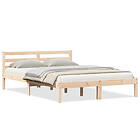 vidaXL Sängram med huvudgavel 160x220 cm massiv furu