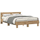 vidaXL Eksängram Hantverksmässig ek Massiv ek 140 x 190 cm Enkel