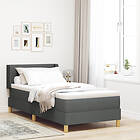 vidaXL Box Spring Säng med Madrass Mörkgrå 80x200 cm Tyg