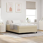 vidaXL Box Spring Säng med Madrass Ljusgrön Grå 140x200 cm Kordfärgad tyg