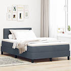 vidaXL Boxspring Säng med Madrass Mörkgrå Liten Dubbel Sammet
