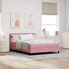 vidaXL Box Borstsäng med Madrass & LED Rosa 140x190 cm Sammet 3342721